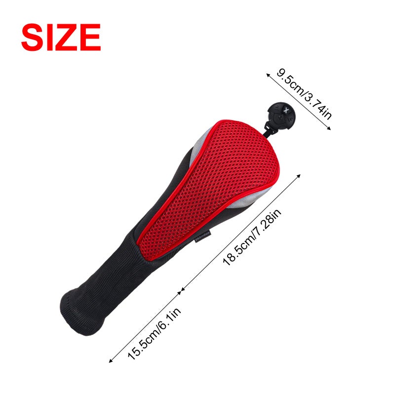 Andux 4pcs/Pack Long Neck Golf Hybrid Club Head Covers Dial No. Tag CTMT-02 Red - Image 2